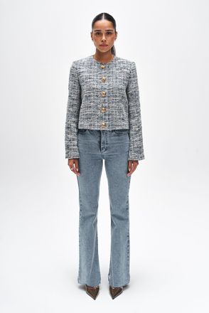 Benu Dames Blauwe Blazer met Gouden Knopen