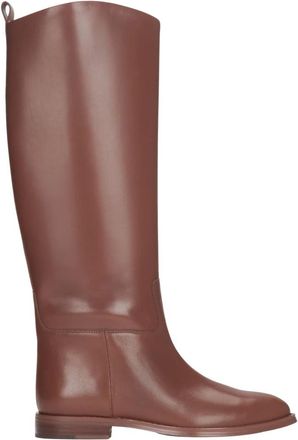 Estro & Luminara Bruine kniehoge laarzen met wijde schacht - Dames - Hoge Laarzen - Bruin - 35 EU - Leer - Schoenen