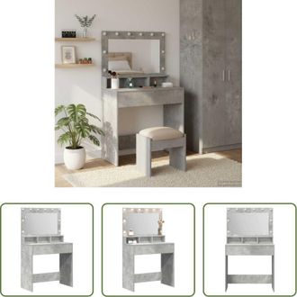 vidaXL Specchio - Tavolo da Trucco con specchio Grigio cemento 75,5 x 41 x 135 cm