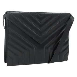 Saint Laurent Pre-owned Cross Body Bags, female, Black, Size: ONE SIZE Pre-owned Leather Shoulder Bag