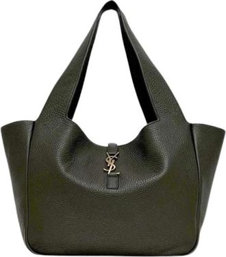 Saint Laurent Pre-owned Vintage Tote Bag - Dames - Vintage Shopper - Groen - ONE Size - Leer - Vintage