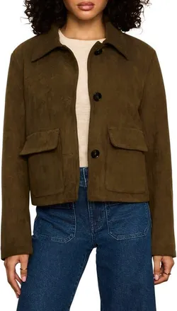 Sanctuary Avid Faux Suede Jacket in Light Kalamata Green at Nordstrom, Size Xx-Large