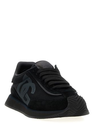Dolce & Gabbana Calf Leather and Mesh Sneaker - Black