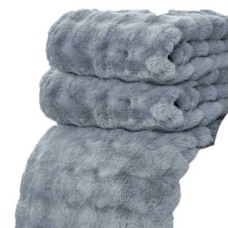OEM Mantas De Felpa De Lujo: Manta De Sof&aacute; De Piel Sint&eacute;tica Acogedora, Suave Y Mullida Manta Minky Ideal Para Noches Fr&iacute;as (azul &Aacute;rtico Y Gris)
