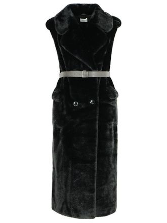 P.A.R.O.S.H. P. A.R. O.S. H. Black Faux Fur Coat