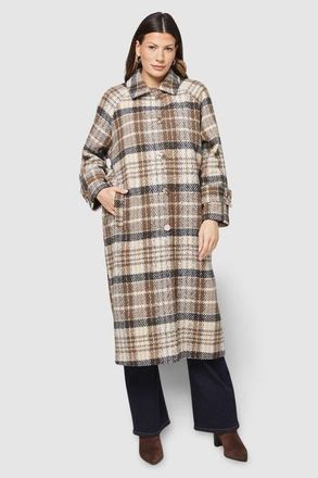 Wallis Button Through Check Coat in Brown at Nordstrom, Size 14