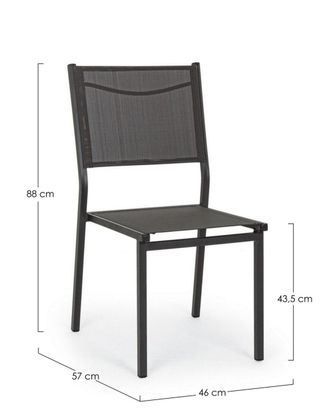 BIZZOTTO Conjunto de 4 sillas de aluminio antracita y textileno