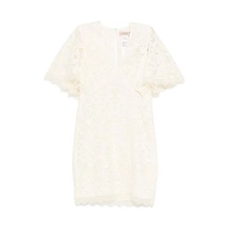 Twinset Short Dresses, female, White, Size: 2XS Abito corto in pizzo