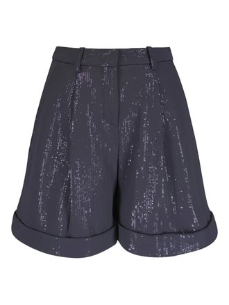 TWP Cisco sequin-embellished cuffed-hem shorts - Blue