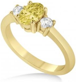 Allurez Oval Yellow & White Diamond Three-Stone Engagement Ring 14k Yellow Gold (1.20ct)