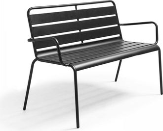 Oviala Banco de jard&iacute;n de metal antracita