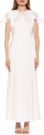 Alexia Admor Danica Capelet Sleeve Satin Maxi Dress in Ivory at Nordstrom Rack, Size 10