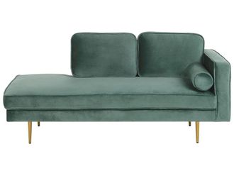 Beliani Chaise longue derecho terciopelo verde menta