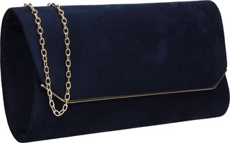Swankyswans Anny Suedette Flapover Womens Evening Party Prom Navy Clutch Bag