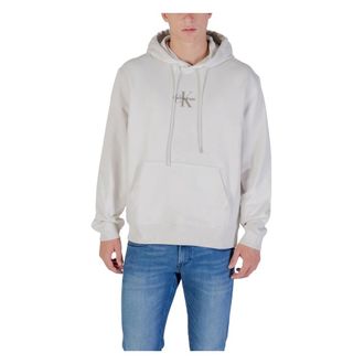 Calvin Klein Jeans Hoodies, male, Beige, M, Micro Monologo Hoodie for Men
