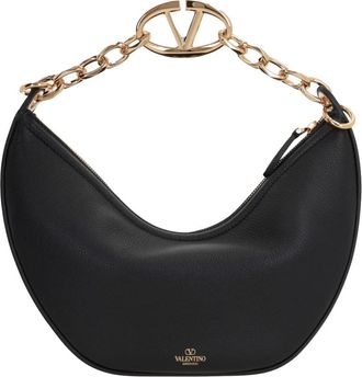 Valentino Garavani Hobo Vlogo Moon schoudertas - Dames - Handtassen - Zwart - ONE Size - Leer - Tassen