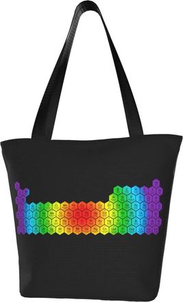 AOOEDM Tote Bag Honeycomb Periodic Table Rainbow Shopping Bags Small Reusable Market Bag Beach Tote Bags Travel Totes