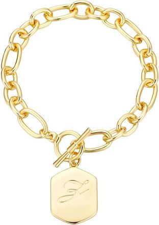 Adornia Adornia 14K Plated Monogram Initial Chunky Toggle Bracelet