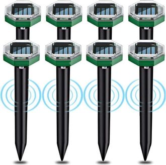 OEM Juego De 8 Repelentes Ultras&oacute;nicos Solares Para Topos, Con Clasificaci&oacute;n De Impermeabilidad Ip65, Aptos Para Su Uso En Jardines, Patios Y C&eacute;spedes Par