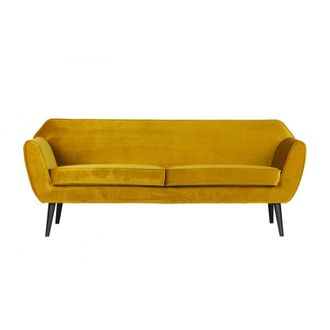 Woood Sof&aacute; de terciopelo amarillo ocre para 2/3 personas