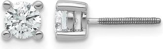 Diamond2Deal 14k White Gold 2/3 ct Round Lab Grown Diamond Stud Earrings Screw Back VS Clarity, D-E Color