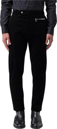 Balmain Slim-fit Trousers, male, Black, XL, Stylish Corduroy Trousers with Side Pocket