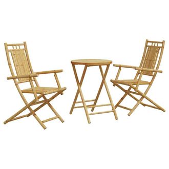 Berkfield Home 3 Piece Bistro Set Bamboo in Brown