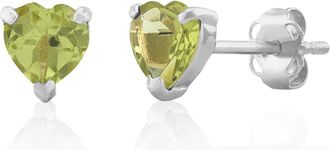 MAX + STONE 925 Sterling Silver 5mm Round Heart Gemstone Hoop Earrings