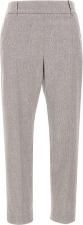 Eleventy Capri-broek - Dames - Straight fit broeken - Grijs - S - Wol - Broeken