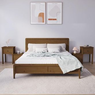 Berkfield Home Bedside Cabinet 2pcs Honey Brown 79.5x38x65.5cm Solid Wood Pine | Size: 79.5x38x65.5 cm