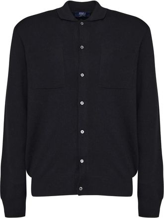 Fedeli Gebreide Polo Trui - Heren - Vesten - Zwart - XL - Wol - Truien & Vesten