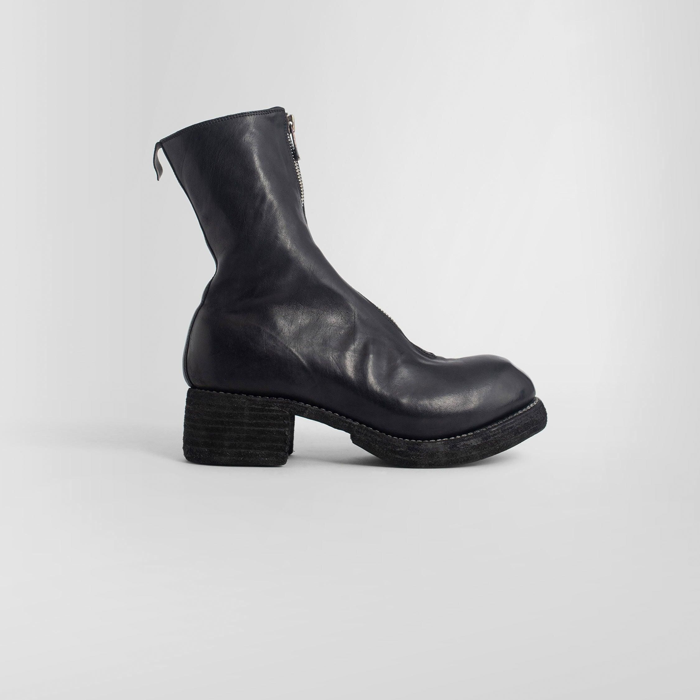 Pre-Loved] Guidi Leather Mid-Calf Lace-Up Boots - Black