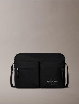 Calvin Klein Mens Bold Monologo Laptop Flight Bag - Black