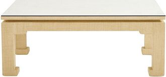 Ballard Designs Bunny Williams Raffia Wrapped Coffee Table with Glass Topper - Ballard Designs