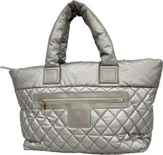 Chanel Silver Nylon Tote Bag (Pre-Owned)