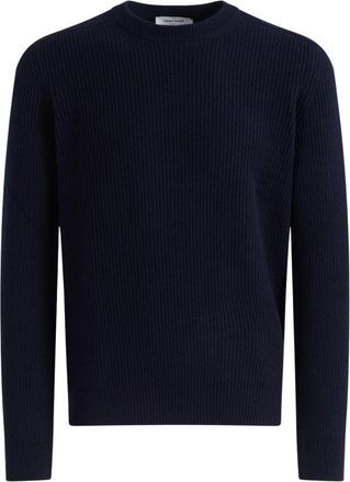 Gran Sasso Gebreide trui met ronde hals en parelsteek - Heren - Ronde hals truien - Blauw - XL - Wol - Truien & Vesten