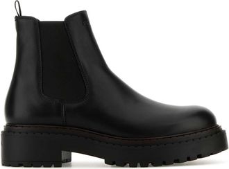 Prada Black Leather Ankle Boots