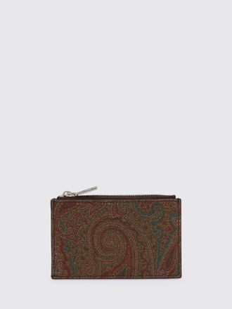 Etro Portacarte di credito Etro in cotone spalmato stampa Paisley e pelle
