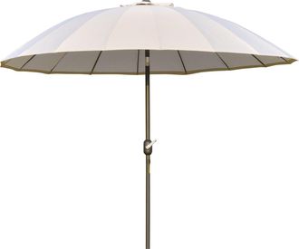 OUTSUNNY 2.6m Round Curved Adjustable Parasol Outdoor Metal Pole Off-White | TJ Hughes White
