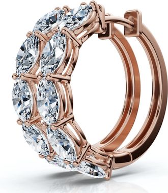 Pompeii3 1 - 5Ct Diamond Oval Shape Hoops 14k Gold Lab Grown Womens Earrings