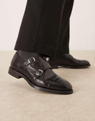 Mango Scarpe brogue in 100% pelle nere con fibbie-Nero