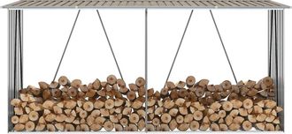 vidaXL Casetilla Para Le&ntilde;a Acero Galvanizado Marr&oacute;n 330x84x152 Cm Vidaxl