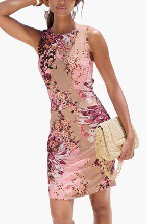 Lascana Slim Fit Print Dress in Taupe Berry at Nordstrom, Size 14