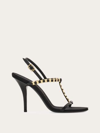 Ferragamo Women Vara chain T-strap sandal Black Size 2.5