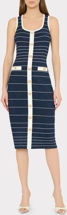 Milly Mari Metallic Stripe Sleeveless Dress in Navy/White at Nordstrom, Size X-Large