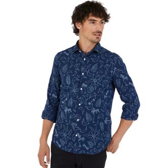 Eden Park Exotisch patroonhemd - Heren - Casual Overhemden - Blauw - S - Overhemden