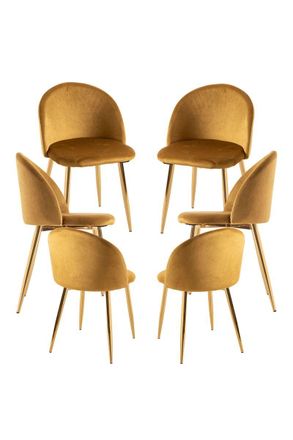 Regalos Miguel Packs Sillas Comedor - Pack 6 Sillas Vint Terciopelo Golden - Amarillo