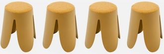 Sweeek Sweeek - Taburetes apilable de borreguito texturizado, set de 4, Niki, Mostaza, 44x30x46 cm