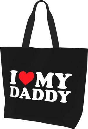 AOOEDM I Love My Daddy Ladies Canvas Tote Reusable Shopping Bag