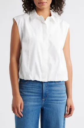 Wit & Wisdom Cap Sleeve Button-Up Shirt in White at Nordstrom Rack, Size X-Large